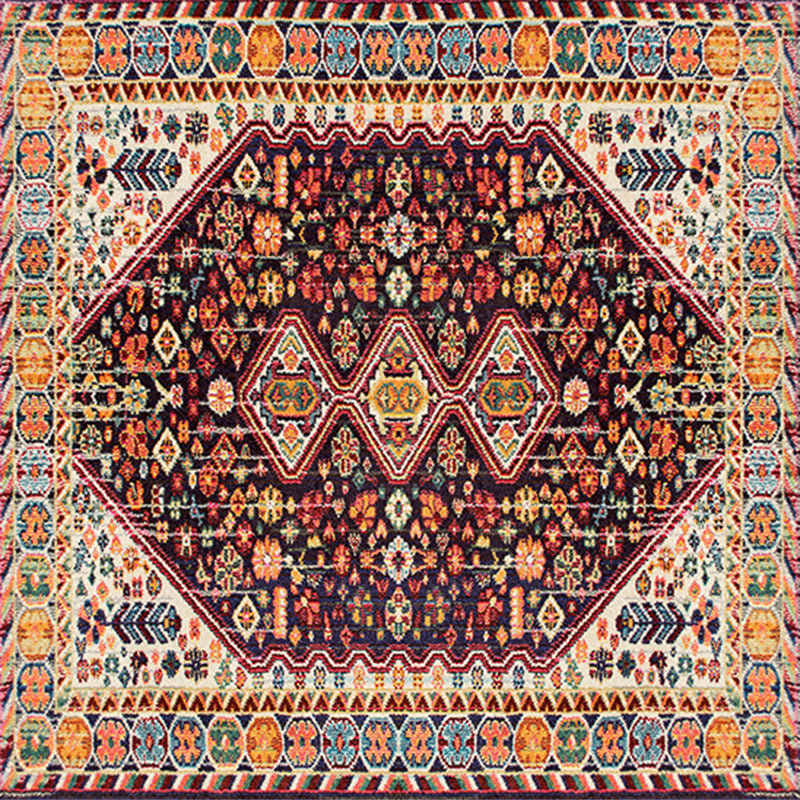 Square Normatic Tribe Rug Moroccan Carpet Polyester Stain Resistant Area Carpet for Living Room