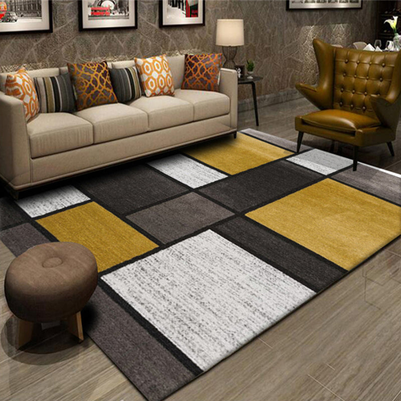 Black Geometric Carpet Polyester Minimalist Indoor Rug Anti-Split Area Carpet for Home Decoration