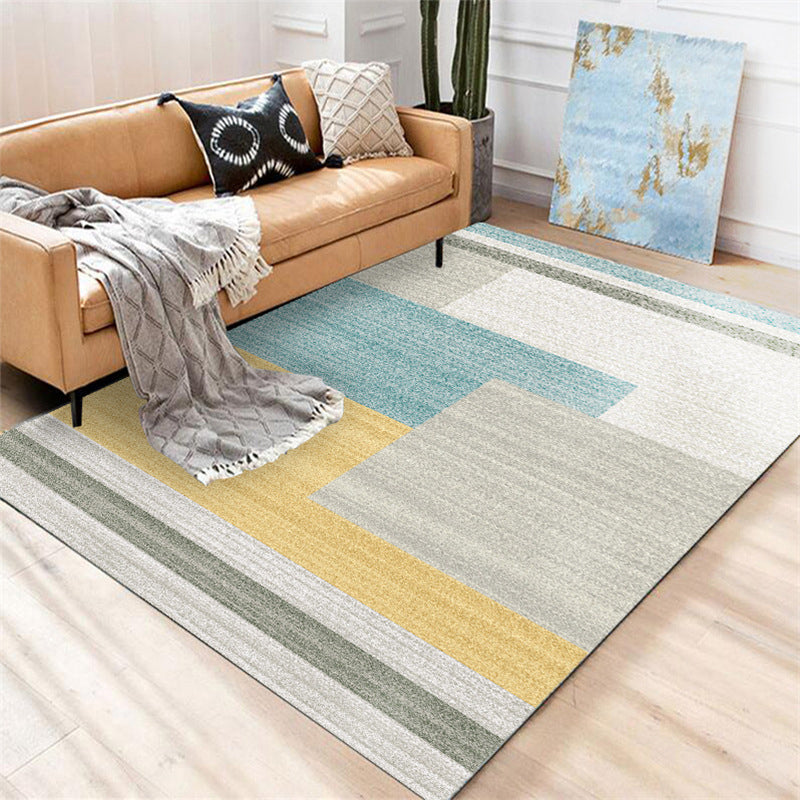 Black Geometric Carpet Polyester Minimalist Indoor Rug Anti-Split Area Carpet for Home Decoration