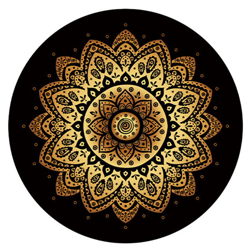 Tapis de motif tribal marocain Rapier en polyester noir tapis lavable antidérapant pour décoration intérieure