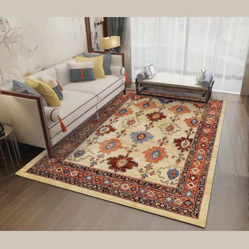 Green Indoor Room Carpet Vintage Medallion Rug Polyester Washable Indoor Rug