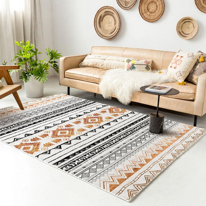 Mid-Century Carpet Tribal Print Polyester Area Rug Stain Resistant Indoor Carpet for Home Decoration