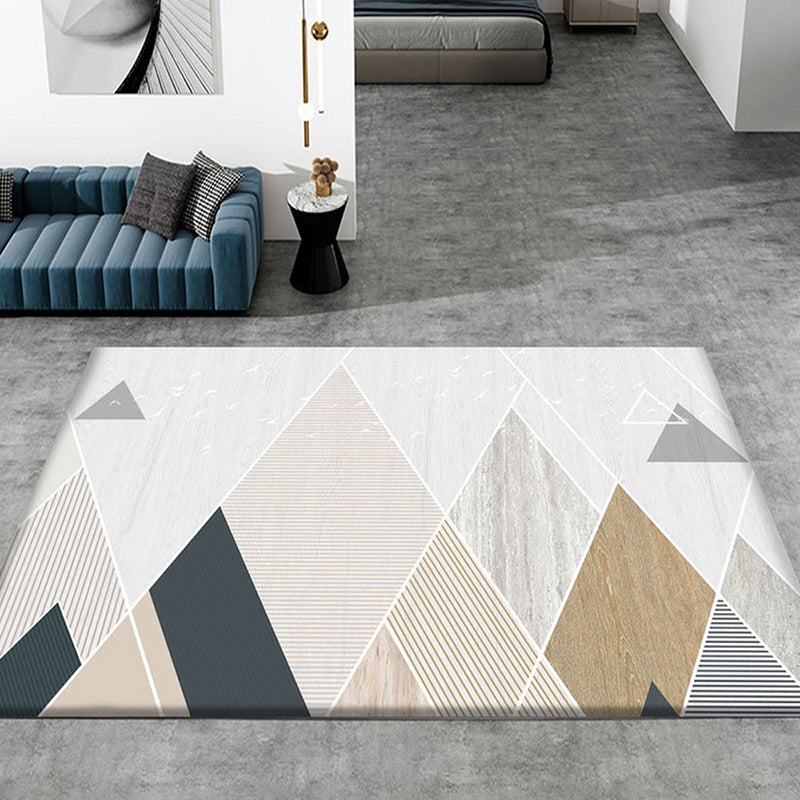 Fancy Living Room Area Rug Geometric Print Rug Polyster Carpet with Non-Slip Backing