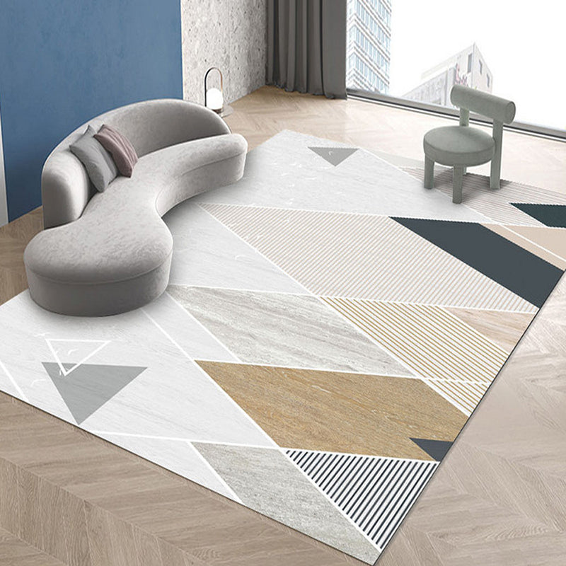 Fancy Living Room Area Rug Geometric Print Rug Polyster Carpet with Non-Slip Backing