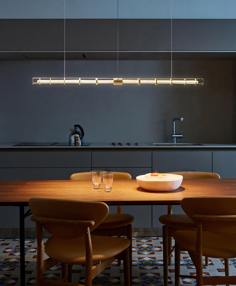 Luci a sospensione contemporanea illuminazione isola lineare lampada sospesa in oro