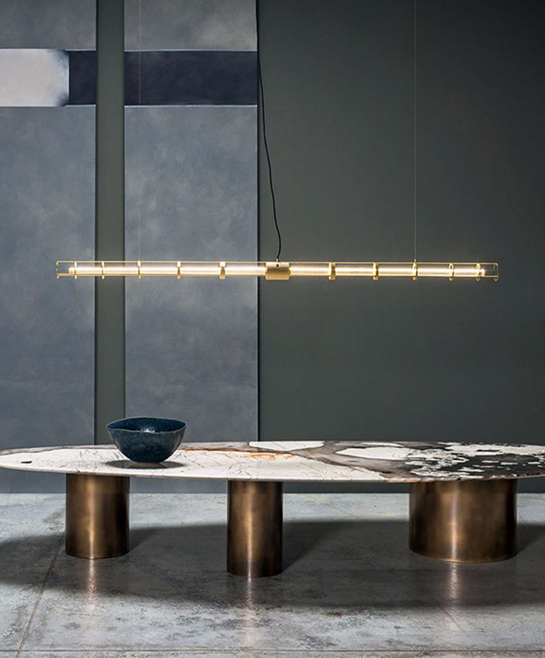 Luci a sospensione contemporanea illuminazione isola lineare lampada sospesa in oro