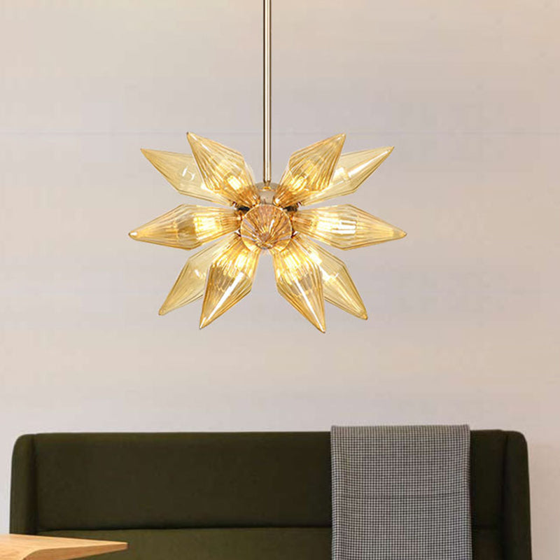 18 teste lampadario conico sospeso a sospensione moderna a costola a costola a sospensione in oro in oro