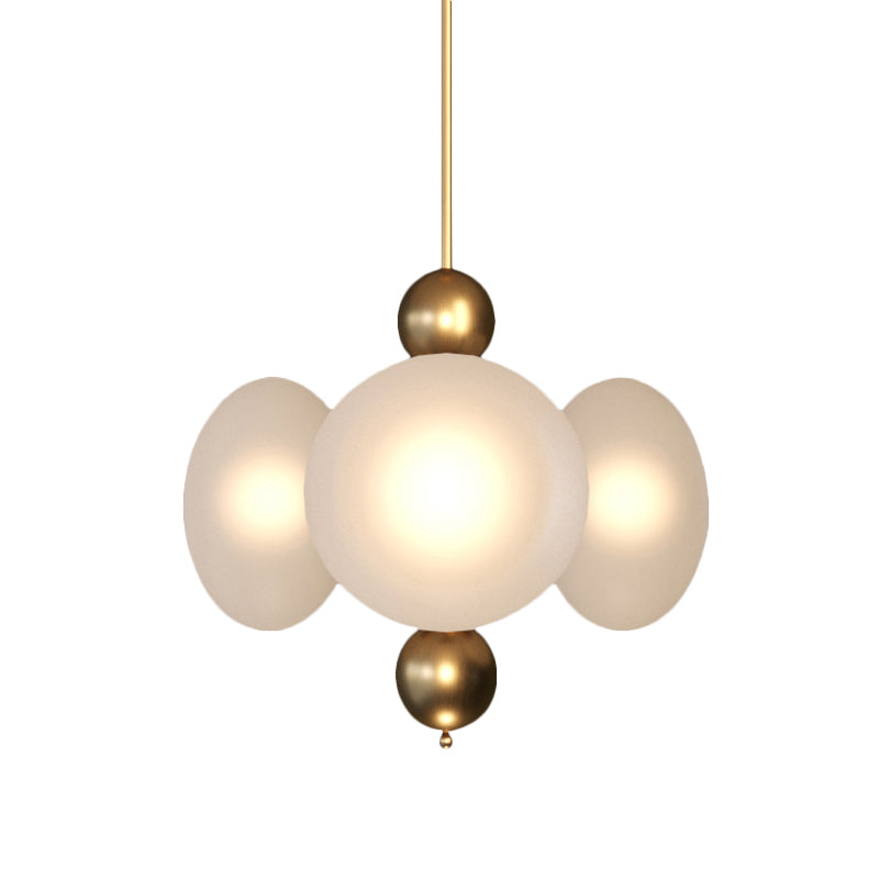 Gold Round Chandelier Light Modernism 4 Heads Frosted Glass Ceiling Suspension Lamp
