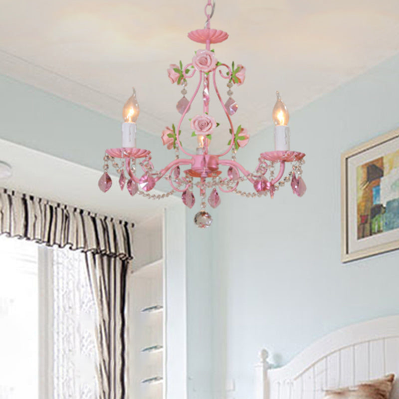 Cranchelier de lustre de pendentif rose cristallin 3/5/8 Lumières Plafond traditionnel s'arranger pour le salon