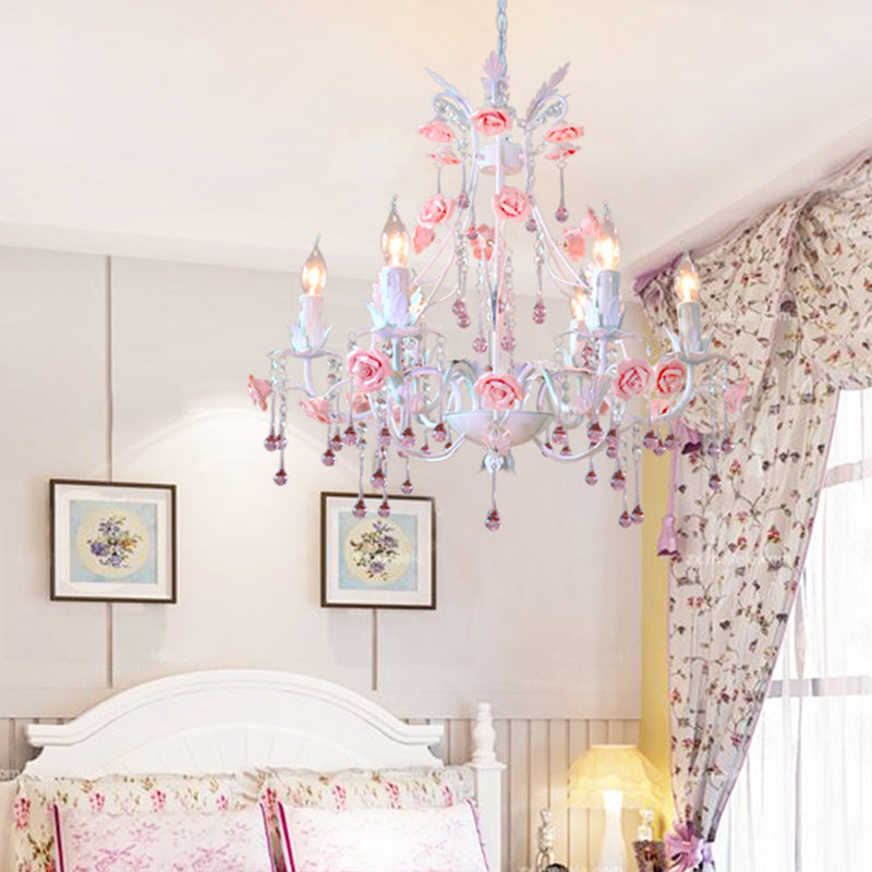 6/8 Bulbos Candelier Chandelier CHANDELIZA CRISTA CRISTA CRISTAL CRISTAL CONTINIBO Lámpara de suspensión para dormitorio
