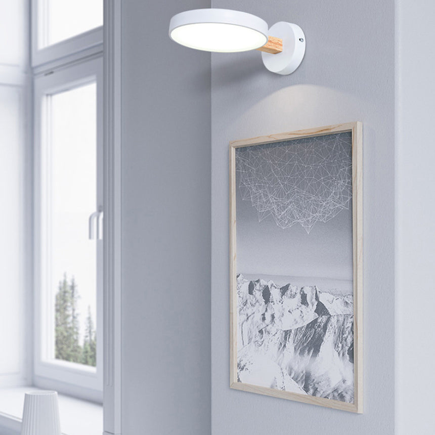 Modern Minimalist Circular LED Wall Lamp Wrought Iron Macaron Wall Light with Acrylic Shade