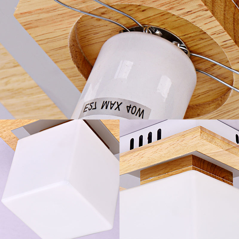 Cuadrado de vidrio de Opal/Cilindro de descarga de cilindro de luz simple 1 Accesorio montado en el techo de luz en blanco