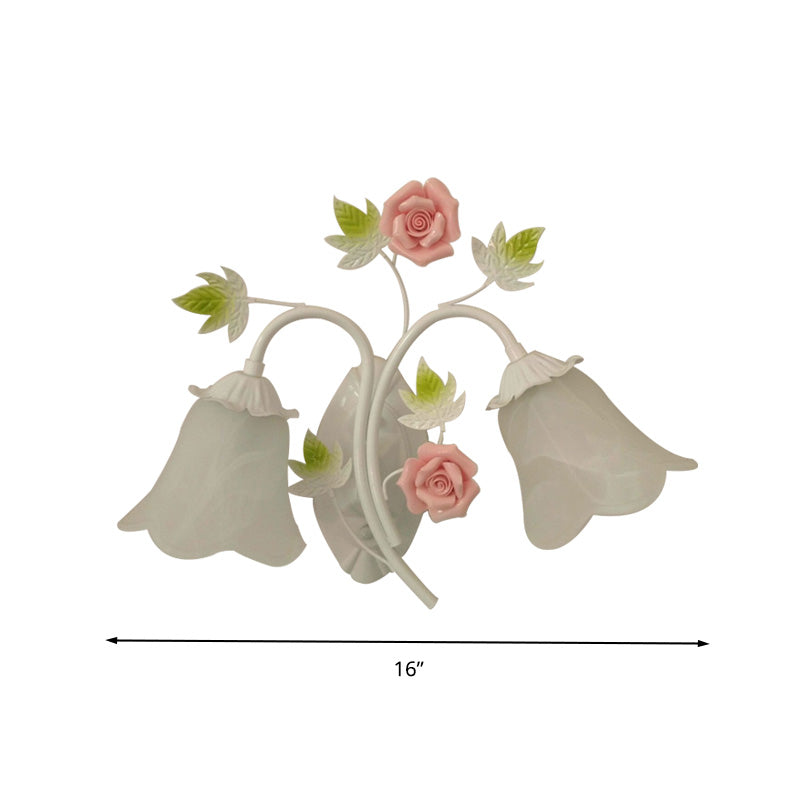 Blossom dormitorio apliques tradicionalismo vidrio blanco 2 cabezas accesorio de iluminación de pared