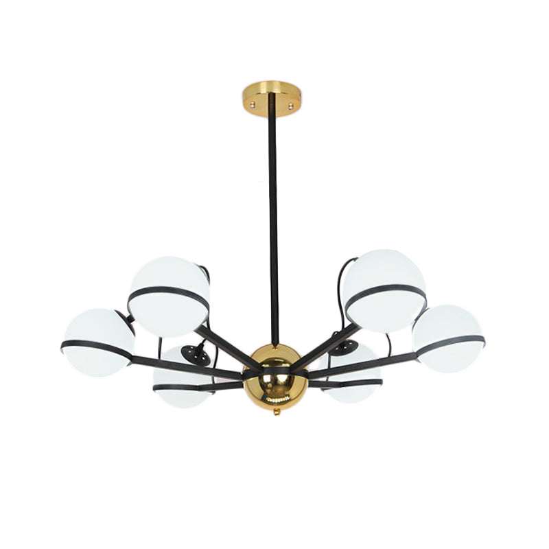 Modernist runde hängende Kronleuchter gefrorenes weißes Glas 6/8/10 Lampenleuchten Pendelleuchte in Schwarz