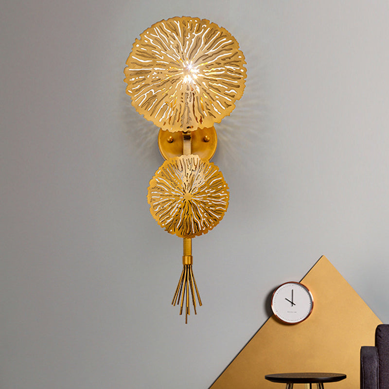 Cirkelvormige wandverlichting eigentijds metaal 1 lamp gouden sconce verlichtingsarmatuur voor woonkamer