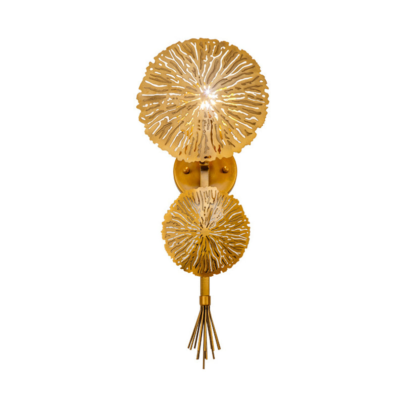 Cirkelvormige wandverlichting eigentijds metaal 1 lamp gouden sconce verlichtingsarmatuur voor woonkamer