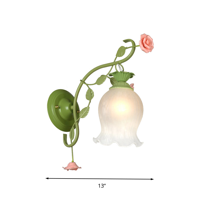 Luz de pared de la habitación de la vieira Campo de matrimonio Opal Glass White White 1 Head Green Wall Lighting Fixture