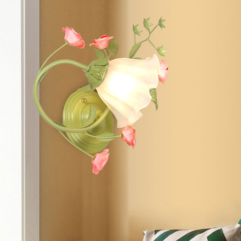 Luz de pared chispeada verde vaso blanco tradicional 1 cabezal sala de estar pared pared iluminación