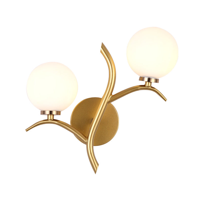Branch Wall Lighting Modernist Metal 2 Bulbs Sconce Light Fixture in Gold for Living Room