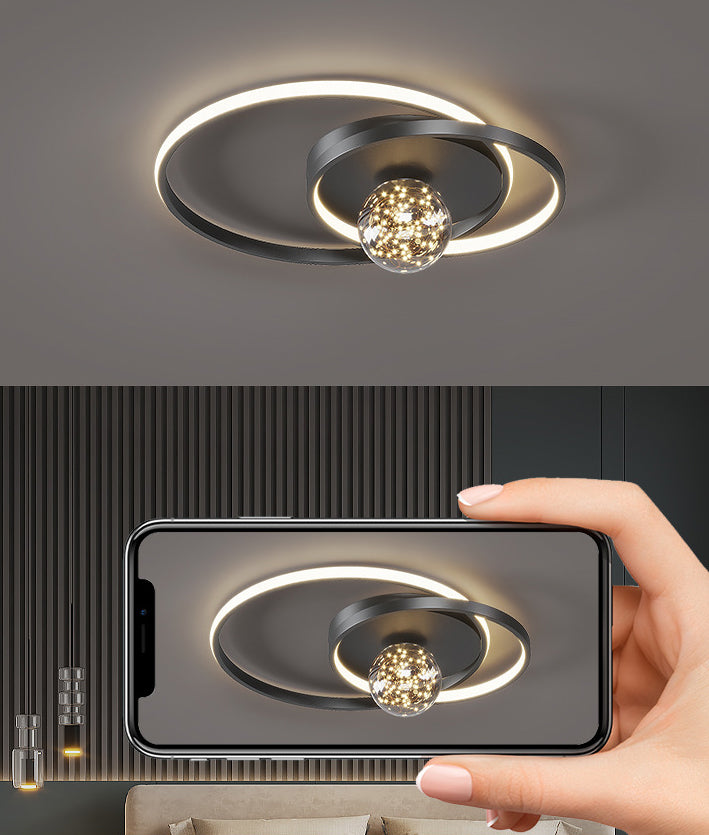 Plafonnier LED circulaire créatif moderne en aluminium à 3 lumières avec abat-jour en acrylique