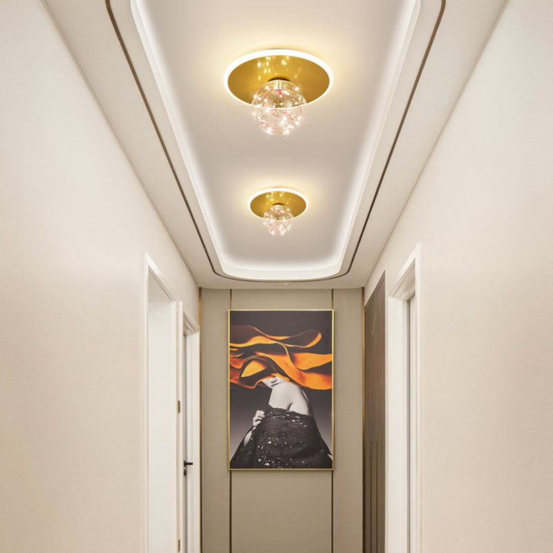Global Glass Plafonnier moderne à 1 lumière à montage encastré à LED pour couloir