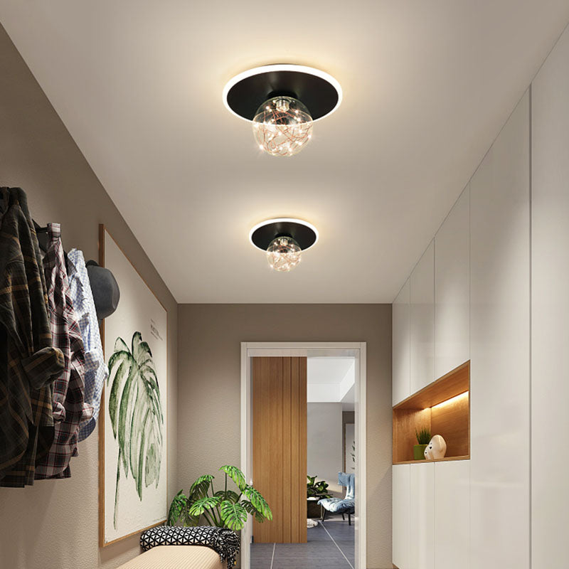 Global Glass Plafonnier moderne à 1 lumière à montage encastré à LED pour couloir
