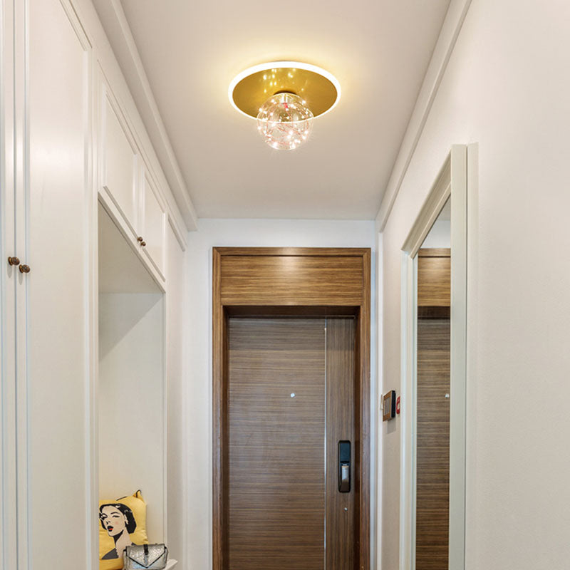 Global Glass Plafonnier moderne à 1 lumière à montage encastré à LED pour couloir