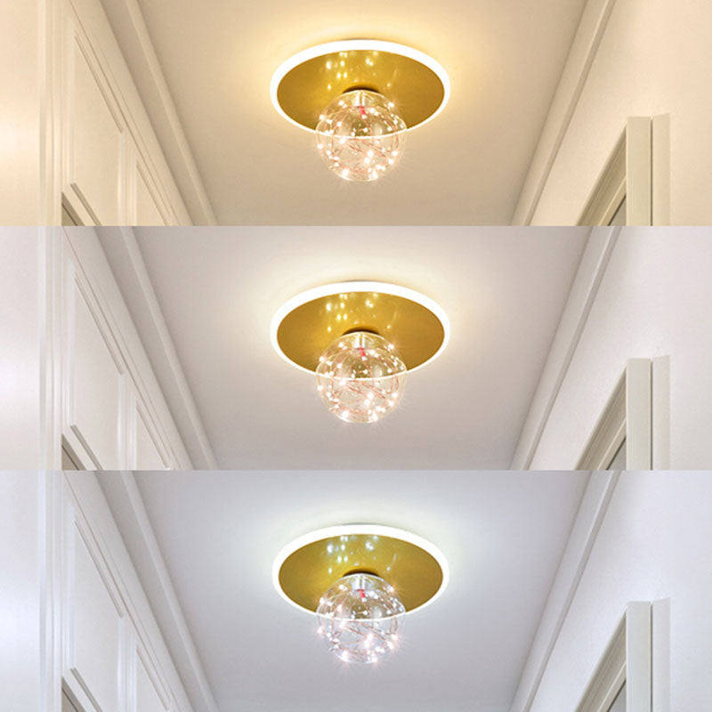 Global Glass Plafonnier moderne à 1 lumière à montage encastré à LED pour couloir