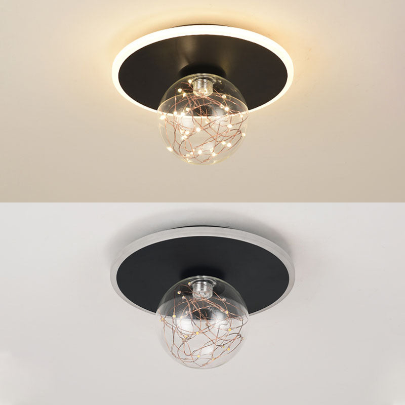Global Glass Plafonnier moderne à 1 lumière à montage encastré à LED pour couloir