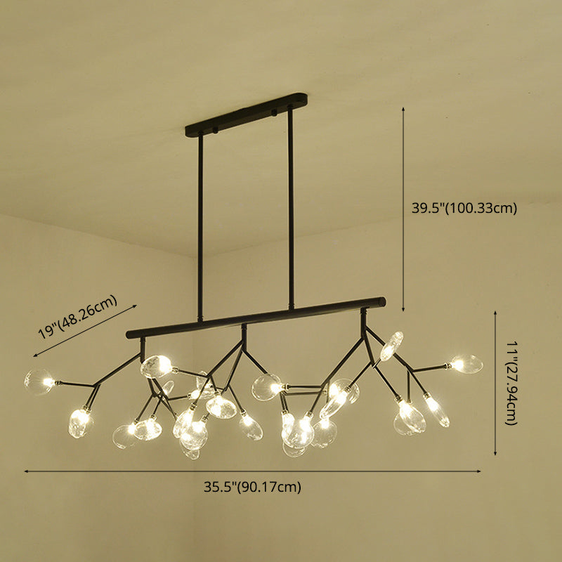Luz de la isla de Firefly creativa moderna Luz colgante de hierro forjado Sputnik con sombra acrílica