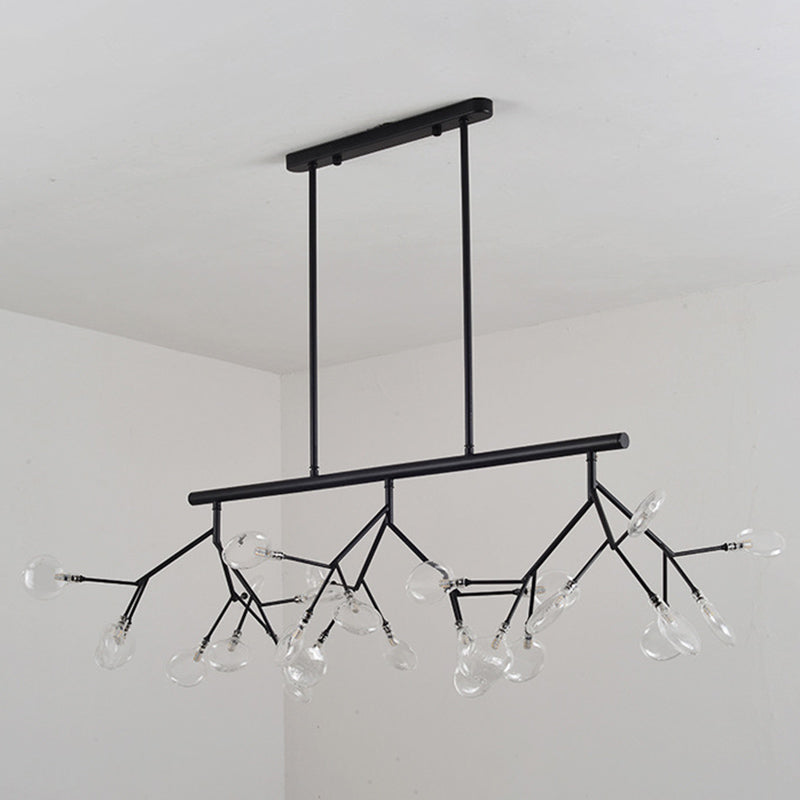 Luz de la isla de Firefly creativa moderna Luz colgante de hierro forjado Sputnik con sombra acrílica