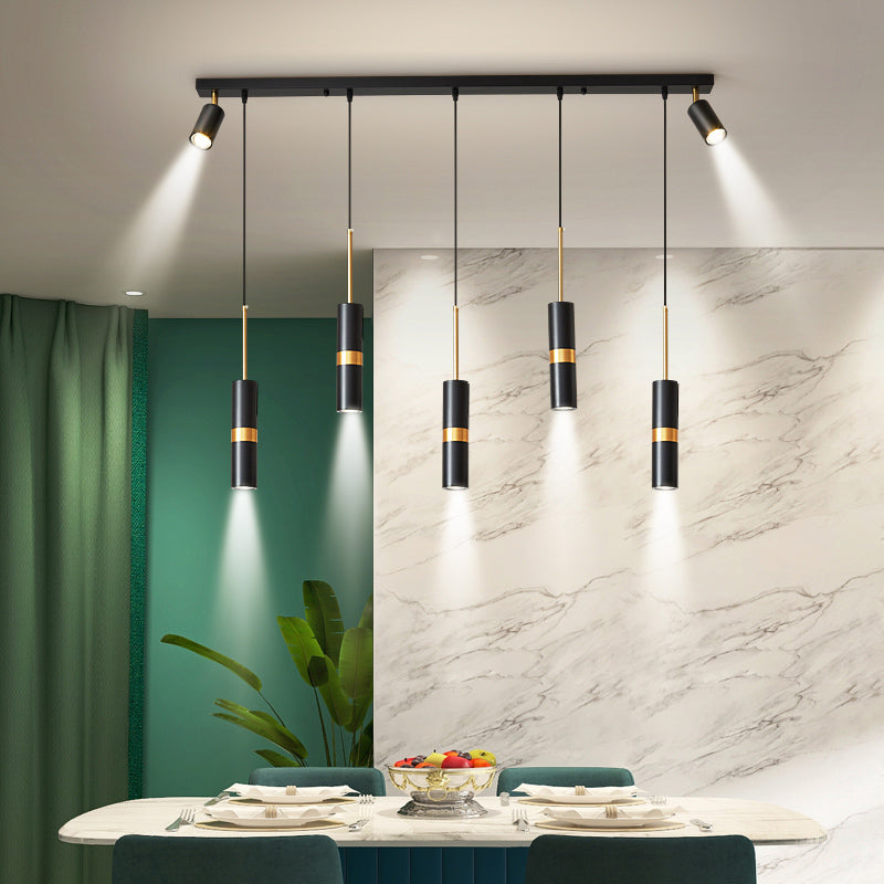 Idee per illuminazione dell'isola a led in metallo moderno lampada lampadario lineare per sala da pranzo