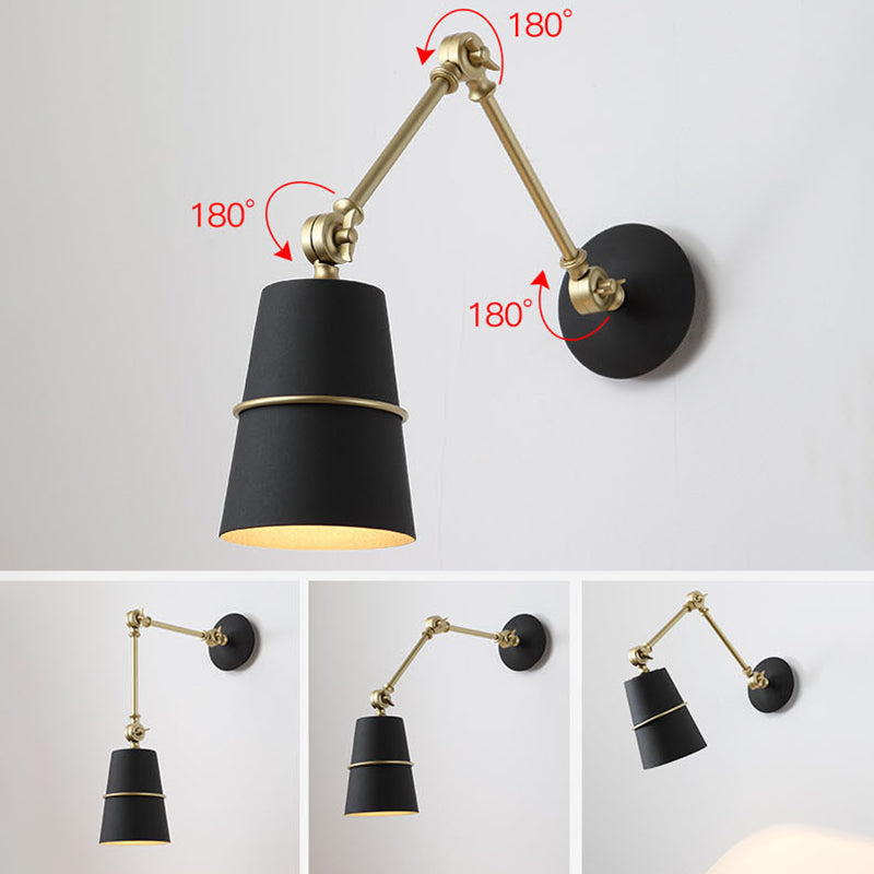 Verstellbare 1-Licht-Kegel Wandleuchten Moderner Aluminium-Wandbeleuchtungsideen in Schwarz und Weiß