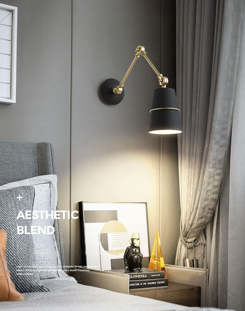 Verstellbare 1-Licht-Kegel Wandleuchten Moderner Aluminium-Wandbeleuchtungsideen in Schwarz und Weiß