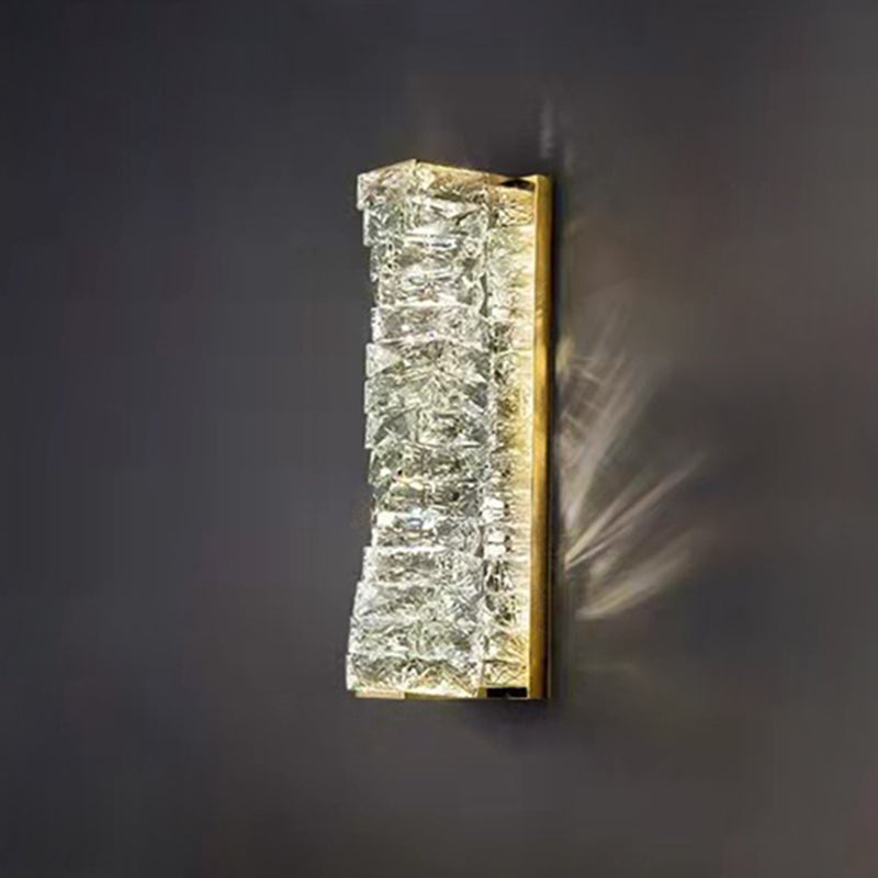 Moderner Stil Geometrischer Wandleuchten Schonconces Kristallblock 1-Licht-Leuchte in Chrom und Gold