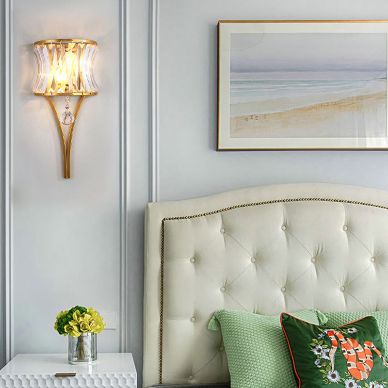 Moderne Stil gebogene Wandleuchten klare Kristall 2 Leichter Wandlampen in Gold und Schwarz