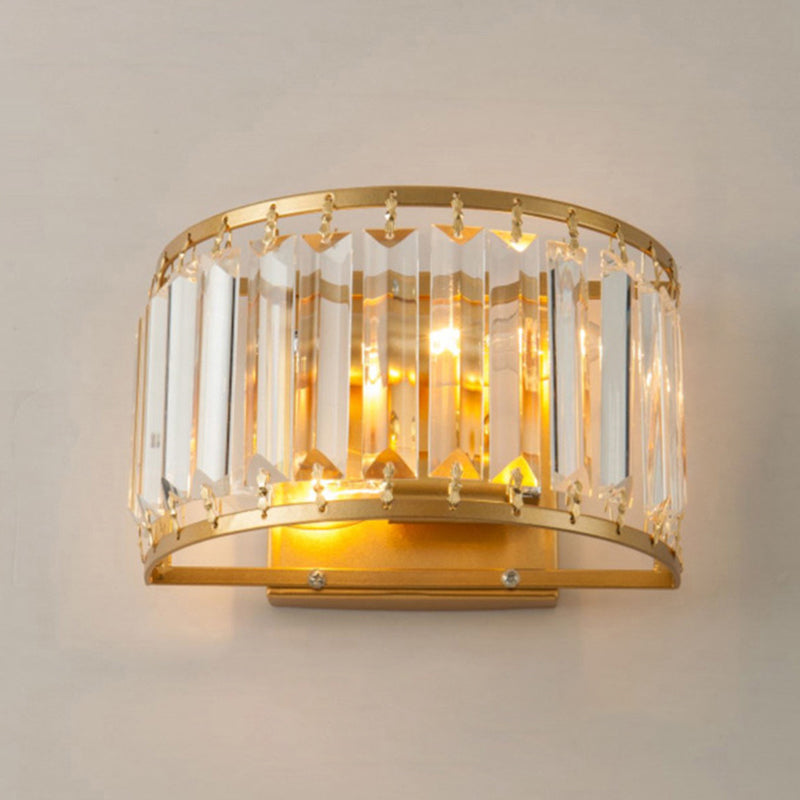 Column Sconce Light Fixture Modern Style Crystal 2-Lights Wall Mounted Lighting in Gold and Black