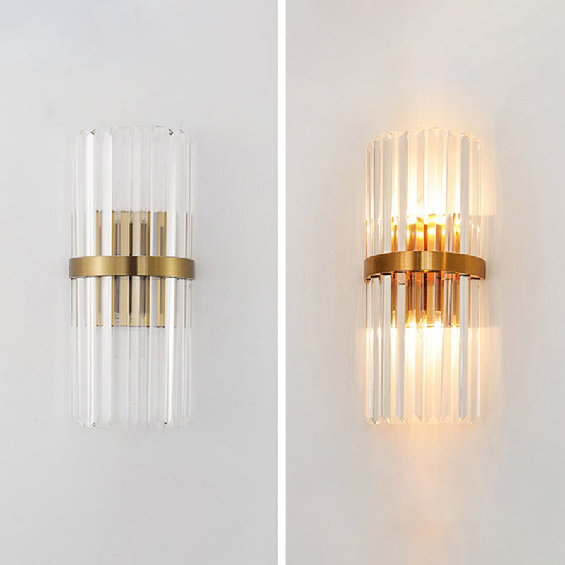 Luz de columna Luz de columna Modern Style Crystal 2 luces de pared Iluminación en oro y negro