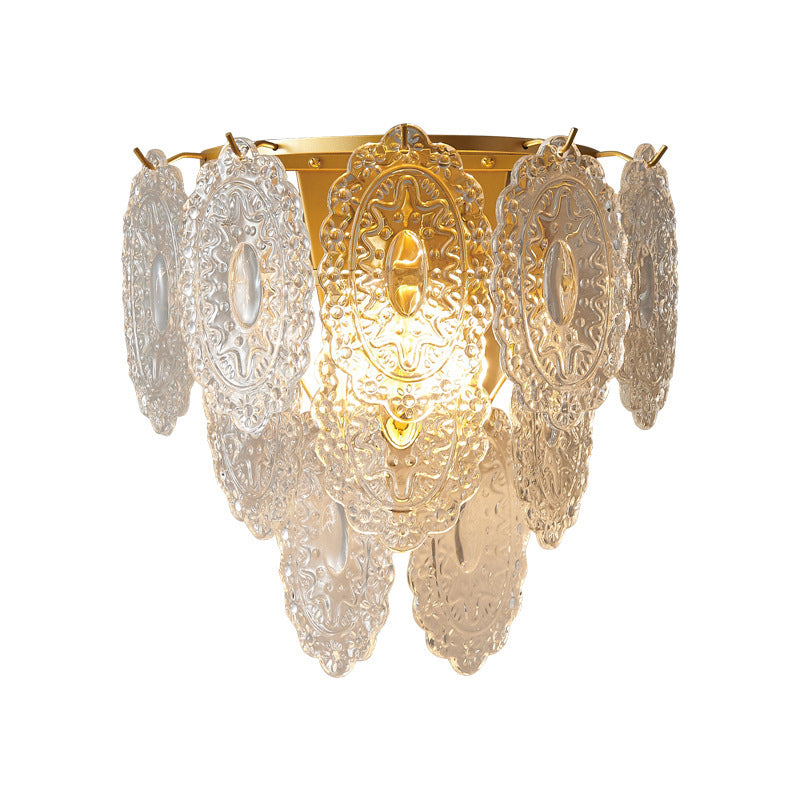 Modern Style Three-Tiered Sconce Crystal 3-Lights Wall Lighting Fixtures in Brass