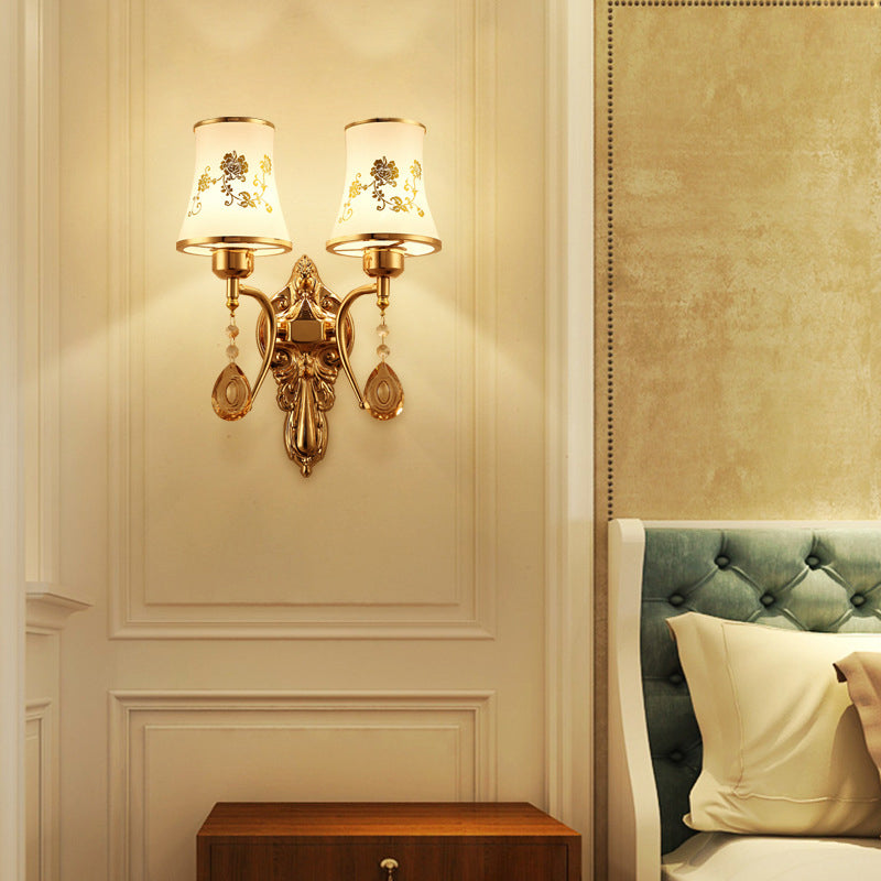 Modern Simple Style Round Disc Shade Wall Sconce Metal 2 Lights Sconces in Gold Finish