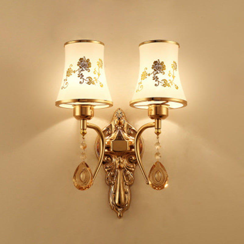 Modern Simple Style Round Disc Shade Wall Sconce Metal 2 Lights Sconces in Gold Finish