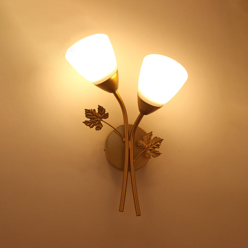 Modern Simple Style Round Disc Shade Wall Sconce Metal 2 Lights Sconces in Gold Finish