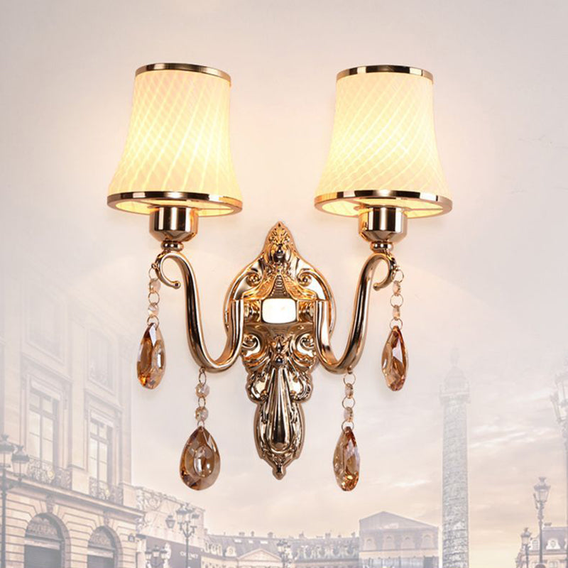 Modern Simple Style Round Disc Shade Wall Sconce Metal 2 Lights Sconces in Gold Finish