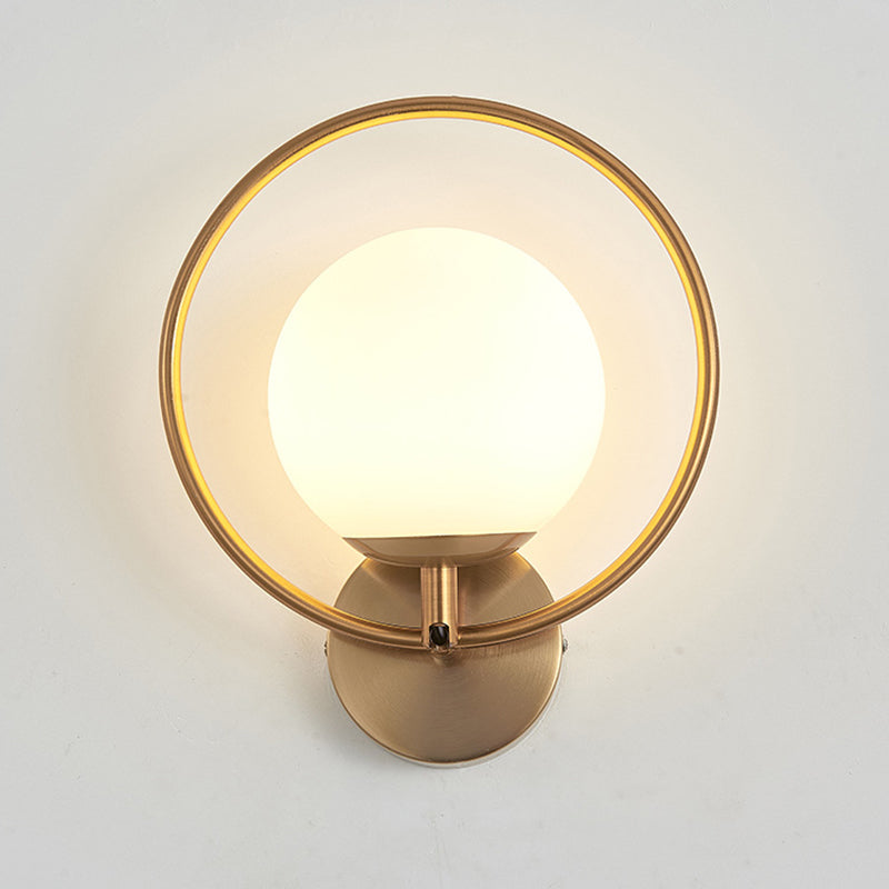 1-Light Oval Wall Sconce Modern Simple Style Glass Wall Lighting in Gold