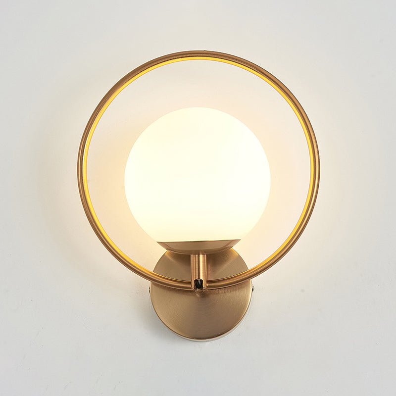 1-Light Oval Wall Sconce Modern Simple Style Glass Wall Lighting in Gold