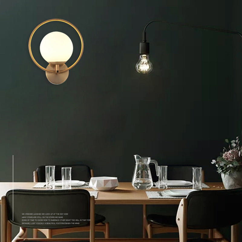 1-Light Oval Wall Sconce Modern Simple Style Glass Wall Lighting in Gold