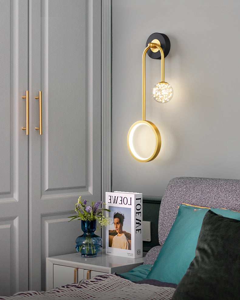 Modern Simple Style Round Disc Shade Wall Sconce Metal 2 Lights Sconces in Gold Finish