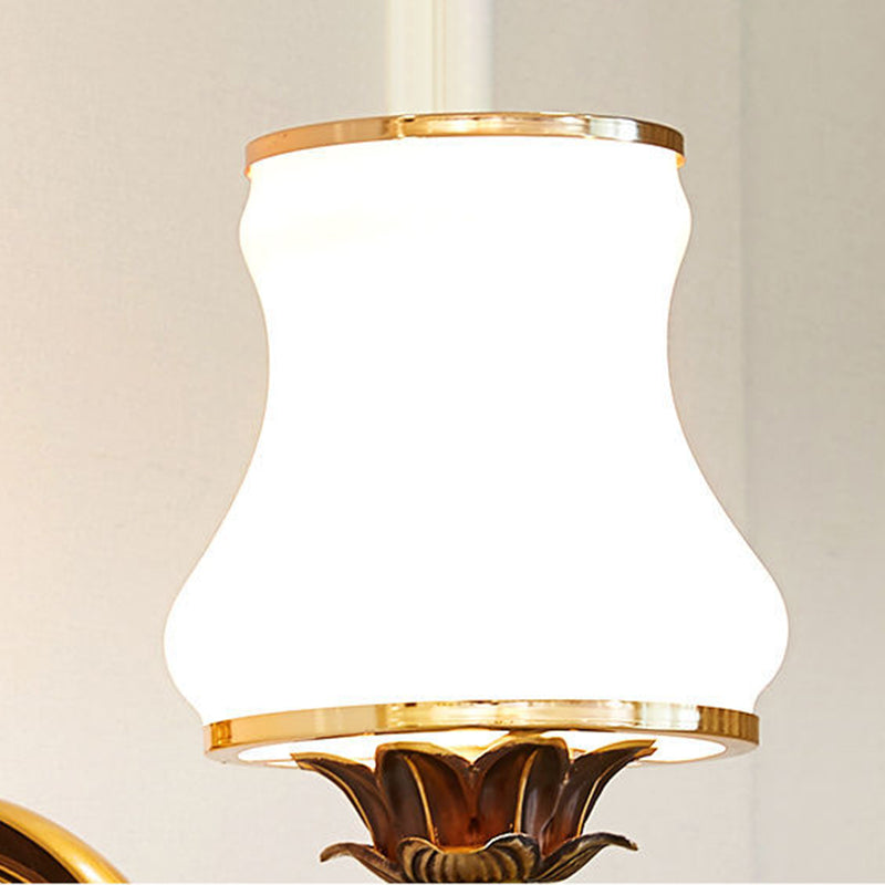 2-Lights Geometric Wall Sconce Modern Simple Style Glass Wall Lighting in Gold