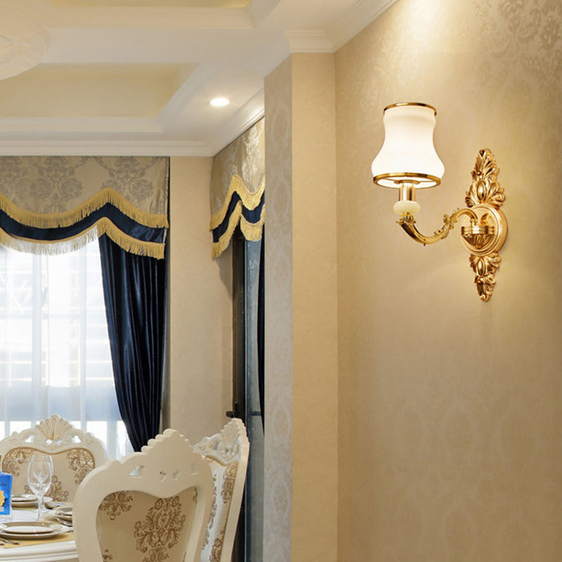 2-Lights Geometric Wall Sconce Modern Simple Style Glass Wall Lighting in Gold