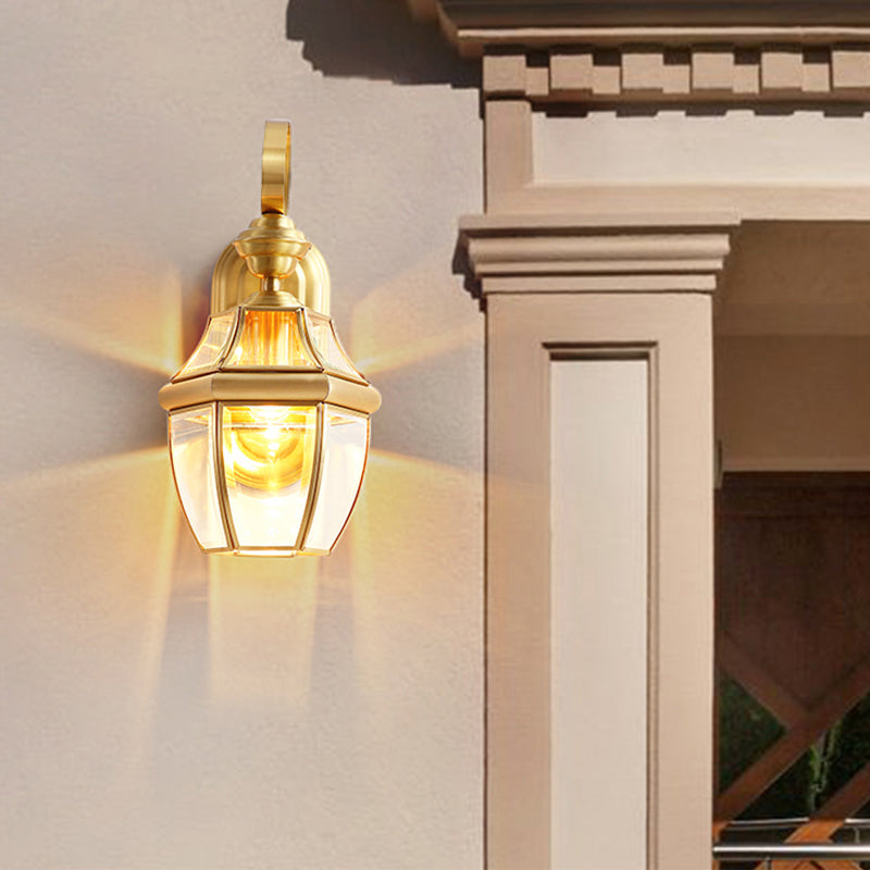 Modern Simple Style Geometric Shade Wall Sconce Metal and Glass 1 Light Sconces in Gold Finish